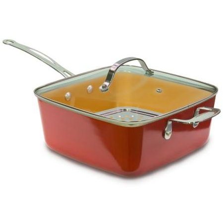 Tigaie patrata Livington Copperline Suprafata antialunecare 3 Accesorii Portocaliu