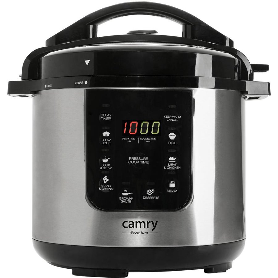 Oala sub presiune si slow cooker CR 6409 Putere 1000W Capacitate 6L Argintiu