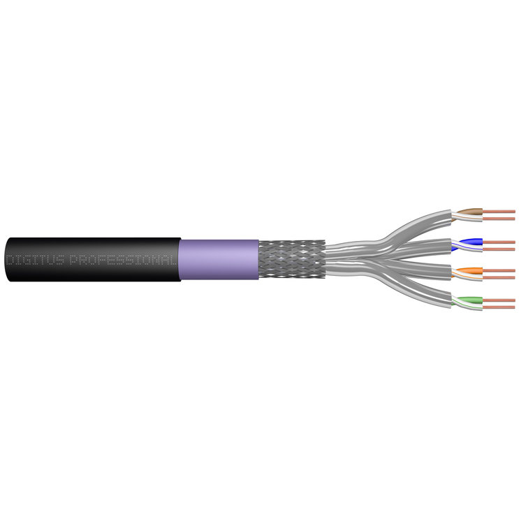 Cablu Fibra Optica S/FTP Cat 7 1000m Black