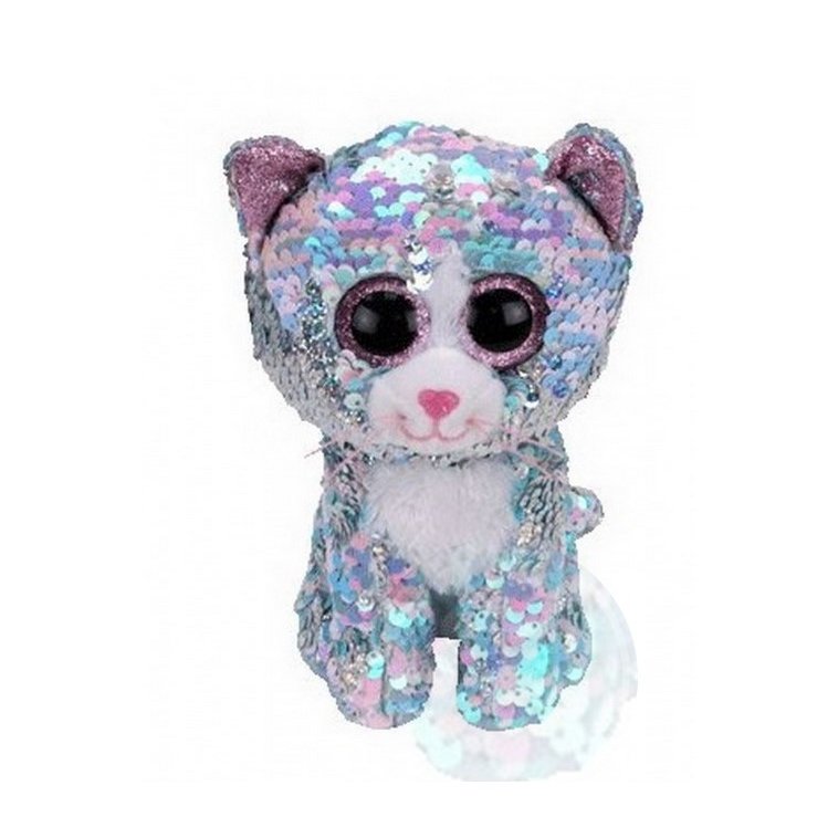 Jucarie de Plus cu Paiete Beanie Boos Flippables Whimsy Blue Cat 42cm