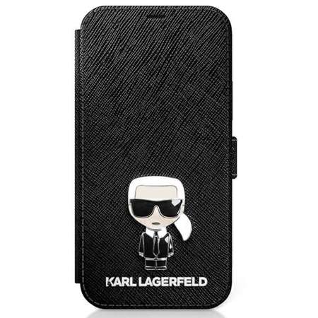 Husa Karl Lagerfeld Book Saffiano Iconic pentru iPhone 12 Mini Black