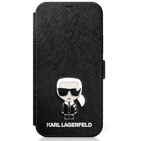 Husa Karl Lagerfeld Book Saffiano Iconic pentru iPhone 12/12 Pro Black