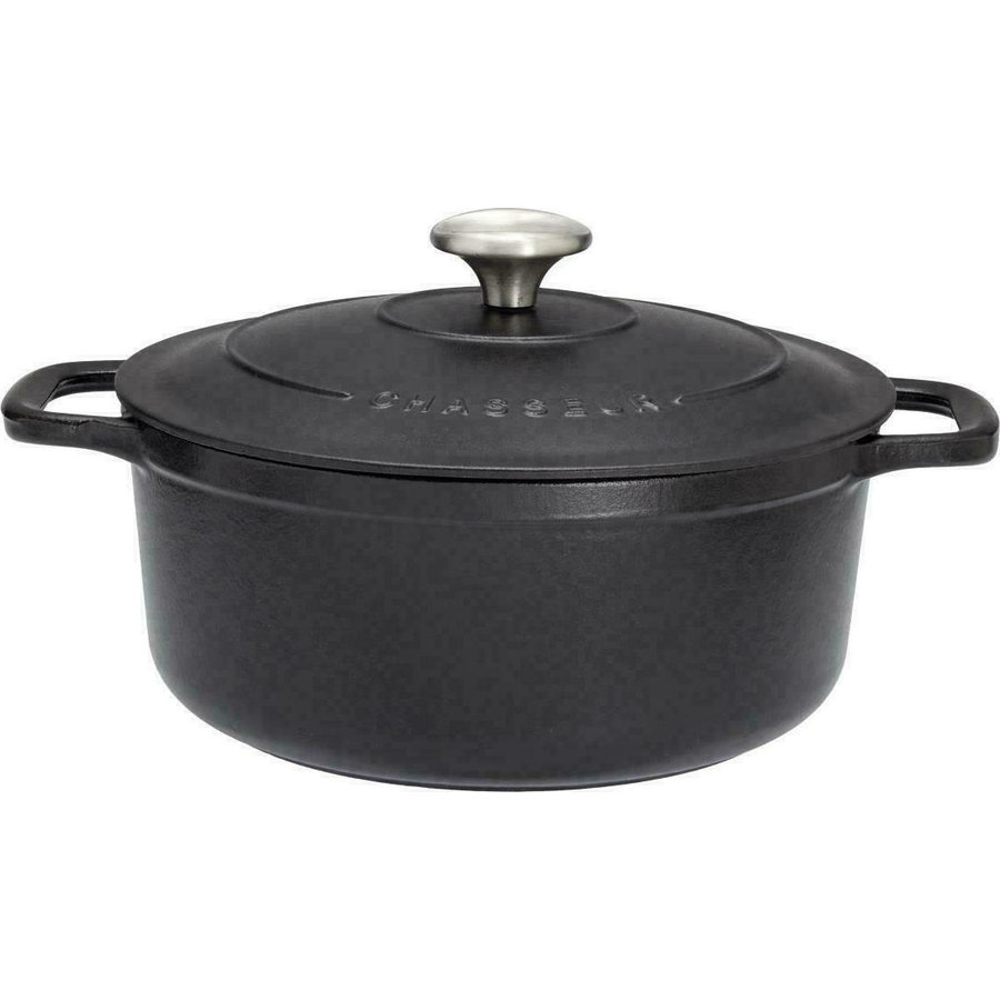 6.1L 28cm round Matte Black Cast Iron