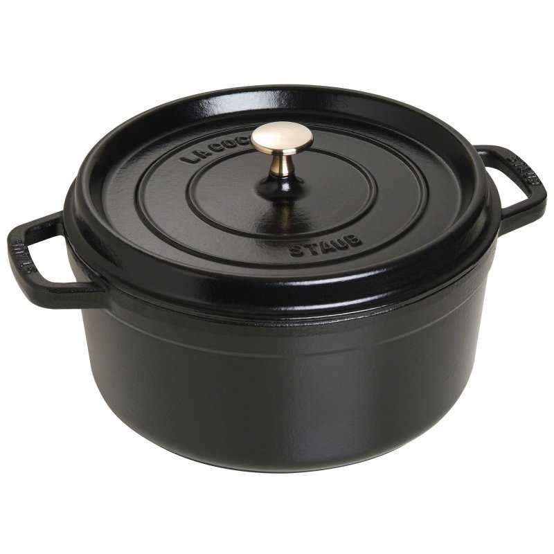 Oala 5.2L Round Cocotte 26cm Black Cast Iron