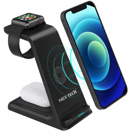 Otherwise Excuse me offset Incarcator wireless NEX TECH® Statie de incarcare 3 in 1 Qi Fast Charger  15W Compatibil iPhone Samsung Huawei Xiaomi Apple Watch Airpods 2 3 Pro  Negru ITGalaxy.ro