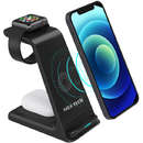 wireless NEX TECH® Statie de incarcare 3 in 1 Qi Fast Charger 15W Compatibil iPhone Samsung Huawei Xiaomi Apple Watch Airpods 2 3 Pro Negru