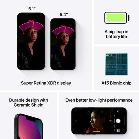 Telefon mobil Apple iPhone 13 256GB Midnight ITGalaxy.ro