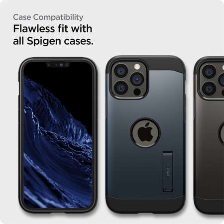 Folie protectie Spigen ALM Glass FC compatibila cu iPhone 13/13 Pro/14 Black