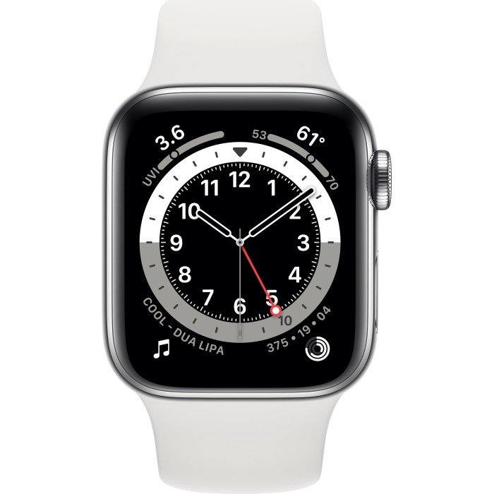 Smartwatch Watch Series 6 GPS + Cell 40mm Sil. Steel White Sport Band