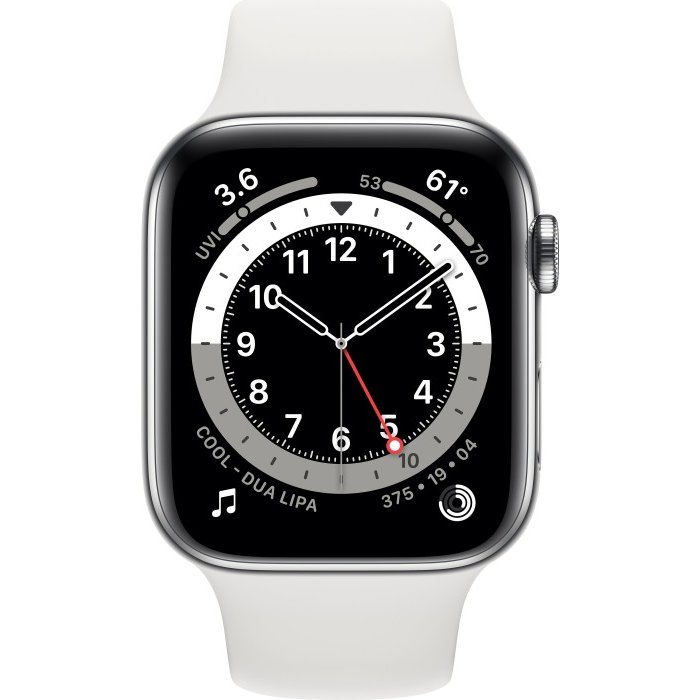 Smartwatch Watch Series 6 GPS + Cell 44mm Sil. Steel White Sport Band