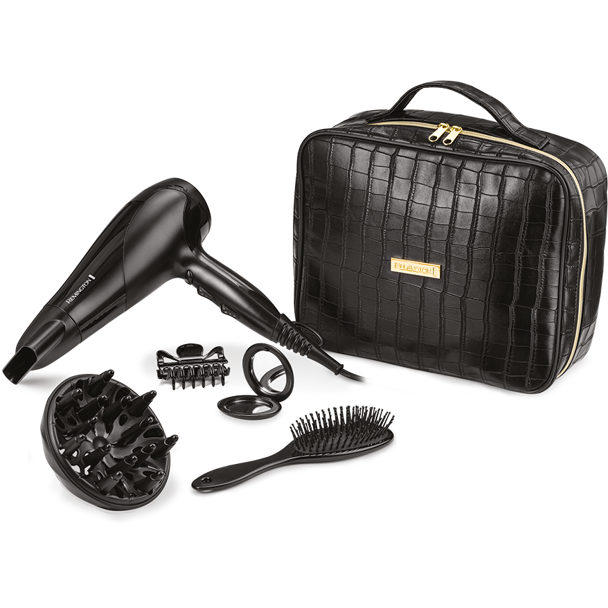 Set Uscator de Par D3195GP Style Edition 2200W 6 Accesorii Ionizare Negru