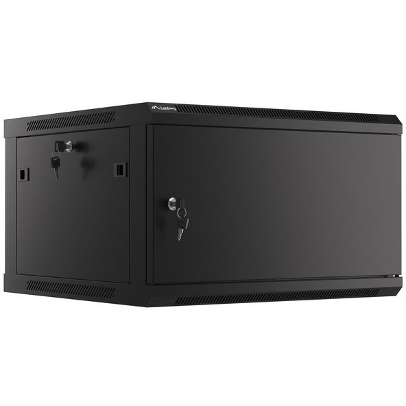 Cabinet metalic Lanberg WF01-6606-10B 6U, Wall mount, 600 x 600, Glass door, Negru - imagine 2