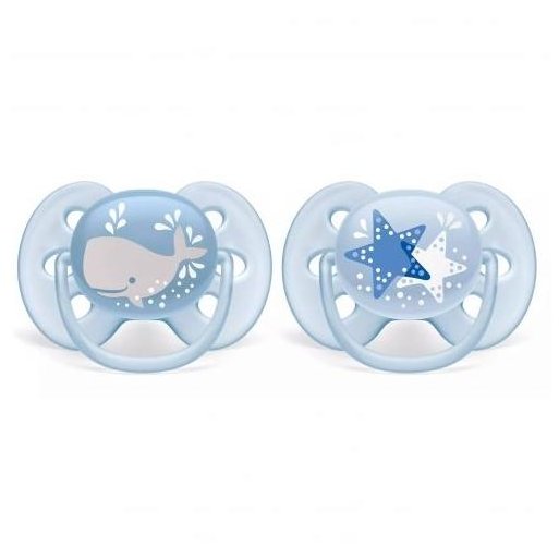 Set 2 Suzete SCF223/03 Ultra Soft 6-18 luni Ortodontice Fara BPA Stelute / Balena
