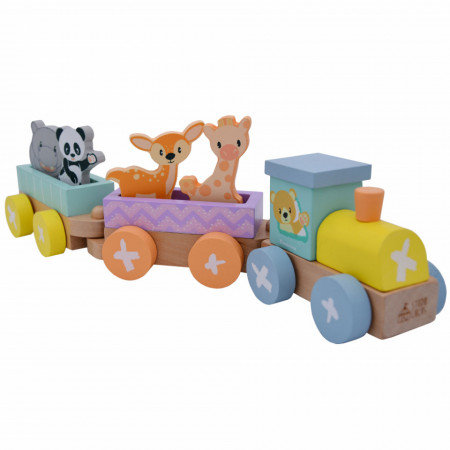 Trenulet Animale Lemn Multicolor
