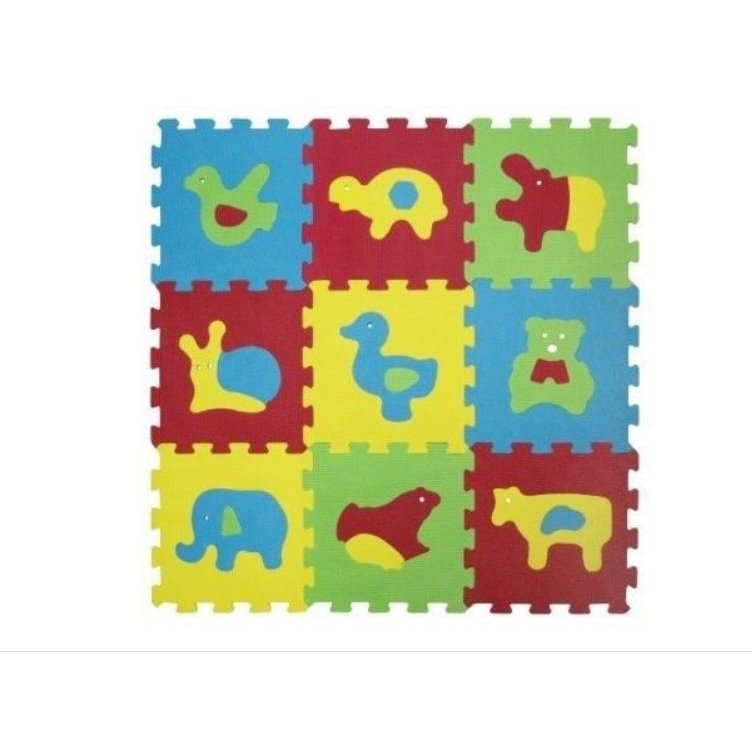 Covoras din spuma tip puzzle Animale 9 piese