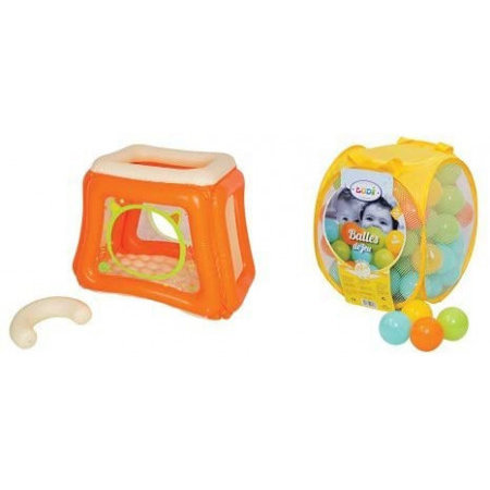 Pachet Spatiu de joaca gonflabil CAT+Set bile de joaca Multicolor