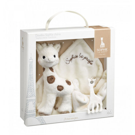 Set cadou Girafa Sophie Cherie si batistuta comforter Alb