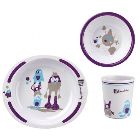 Set pentru masa din melamina LITTLE MONSTER Mov