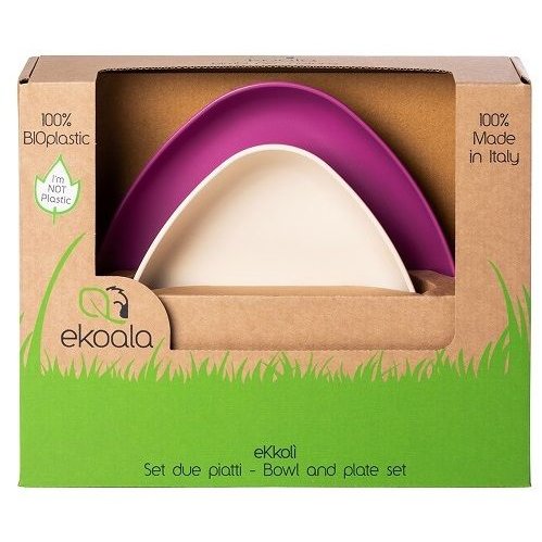 Set 2 farfurii eKkoli BIOplastic White / Purple