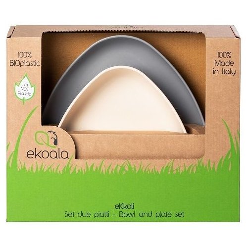 Set 2 farfurii eKkoli BIOplastic White / Grey