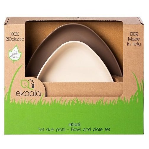 Set 2 farfurii eKkoli BIOplastic White / Brown