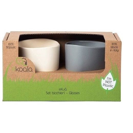 Set 2 pahare eKua BIOplastic White / Grey