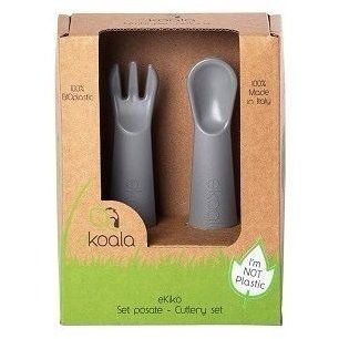 Set lingurita si furculita eKiko BIOplastic Grey