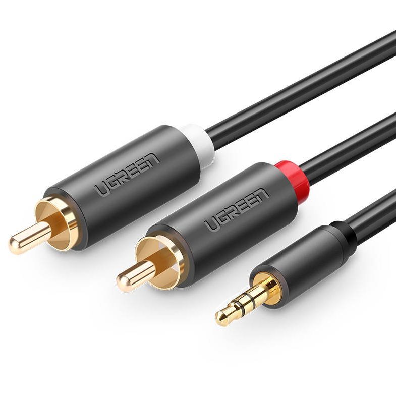 Cablu audio AV102 tata mini jack 3.5 mm la 2x tata RCA 1.5m Negru