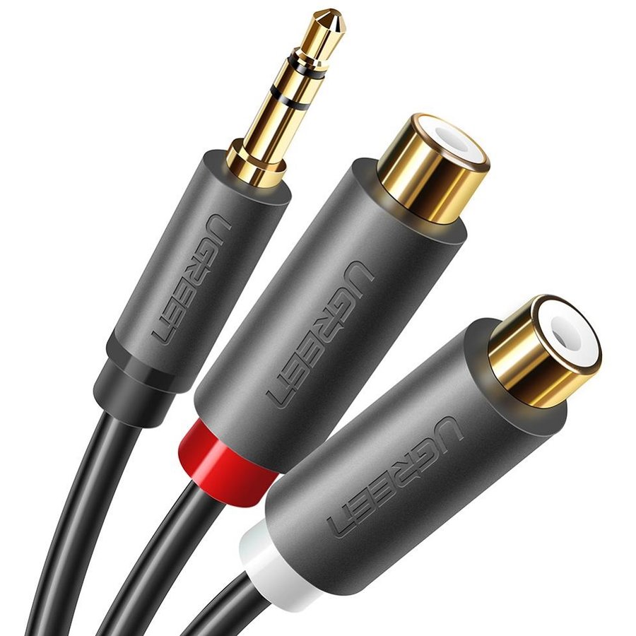 Cablu de date AV109, tata mini jack 3.5 mm la 2x mama RCA, 1m, Negru