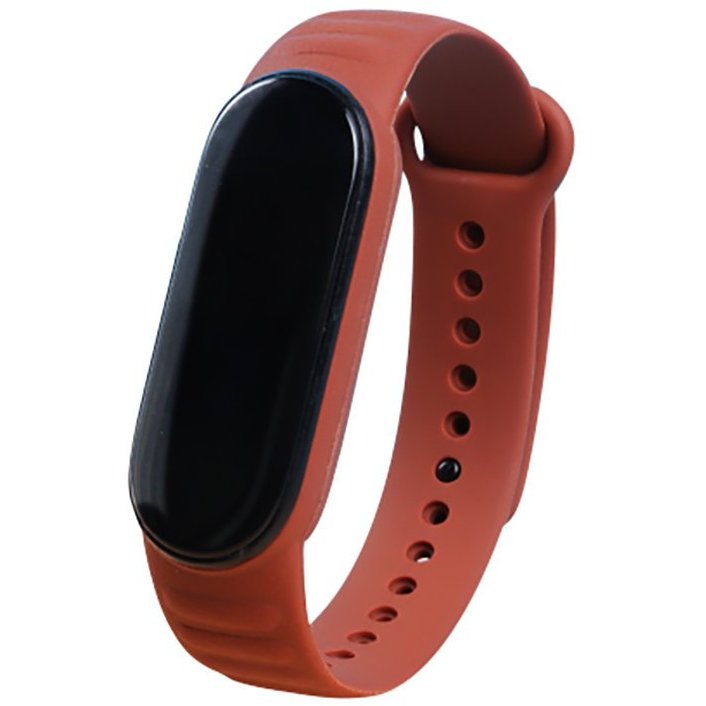 Accesoriu smartwatch Curea piele ecologica TPU Leather compatibila cu Xiaomi Mi Band 5/6/6 NFC Maro