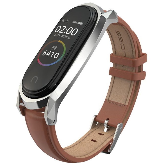 Curea piele Herms Xiaomi Mi Band 5/6/6 NFC Brown