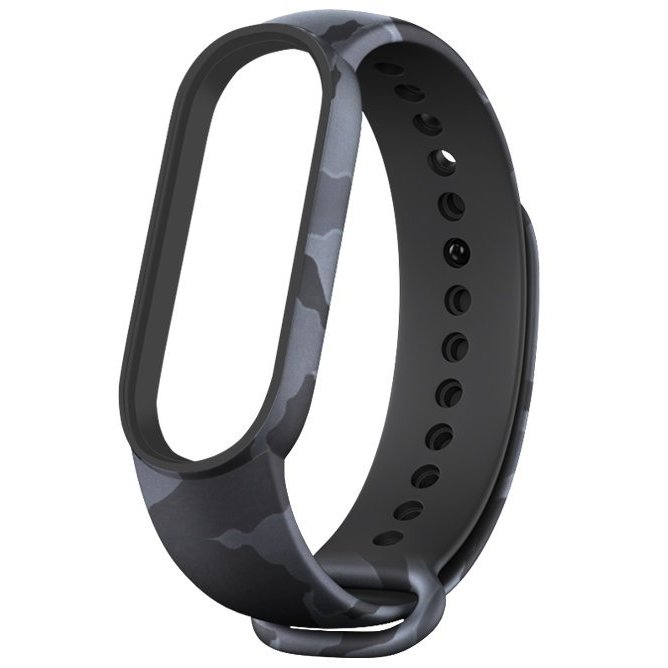 Accesoriu smartwatch Curea silicon Camo compatibila cu Xiaomi Mi Band 5/6/6 NFC Gri