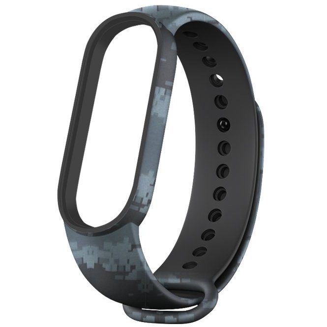 Accesoriu smartwatch Curea silicon Camo compatibila cu Xiaomi Mi Band 5/6/6 NFC Gri deschis
