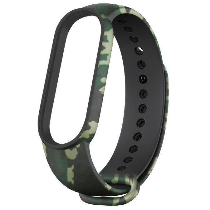 Accesoriu smartwatch Curea silicon Camo compatibila cu Xiaomi Mi Band 5/6/6 NFC Verde