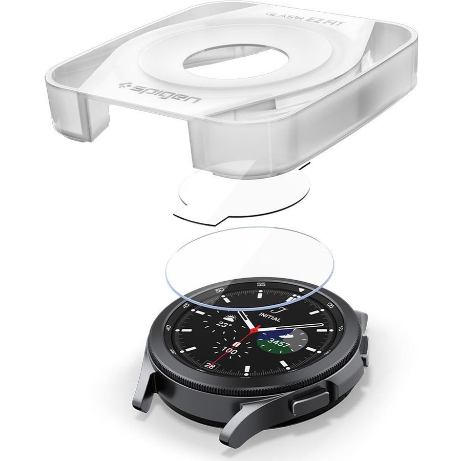 Set 2 folii sticla transparente cu sistem de montare GLAStR EZ FIT compatibil cu Samsung Galaxy Watch 4 Classic 46mm