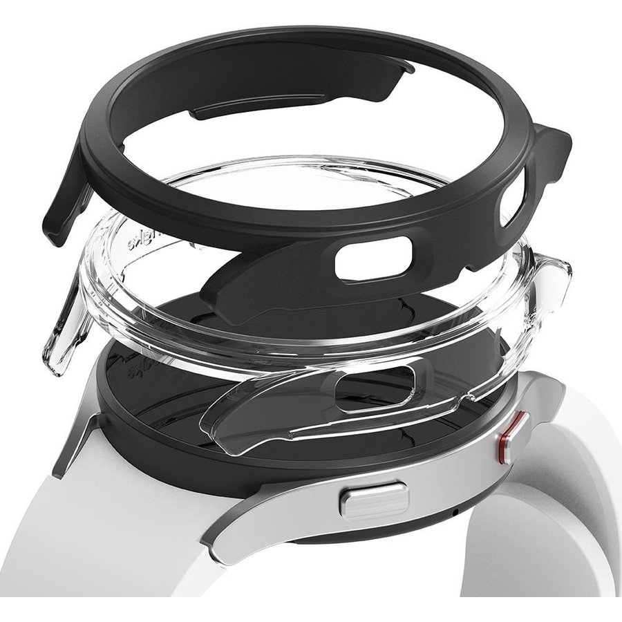 Set 2 carcase Slim compatibil cu Samsung Galaxy Watch 4 (40mm) Negru/Transparent