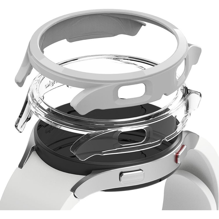 Set 2 carcase Slim compatibil cu Samsung Galaxy Watch 4 (44mm) Gri/Transparent