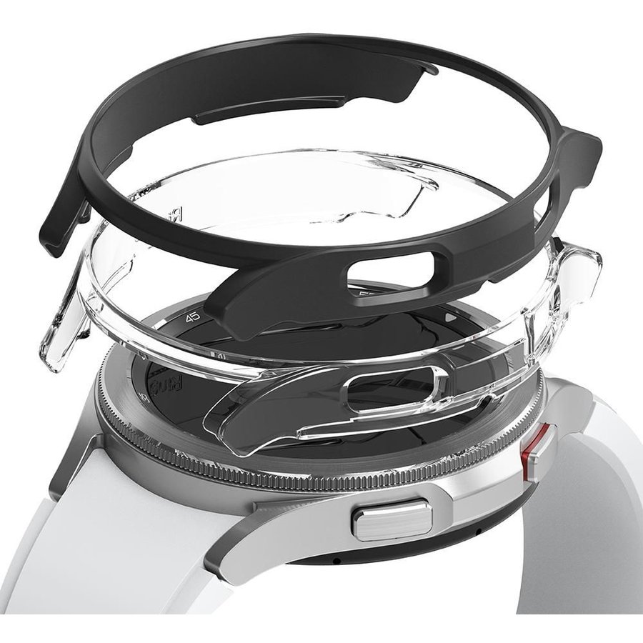 Set 2 carcase Slim compatibil cu Samsung Galaxy Watch 4 Classic (46mm) Negru/Transparent