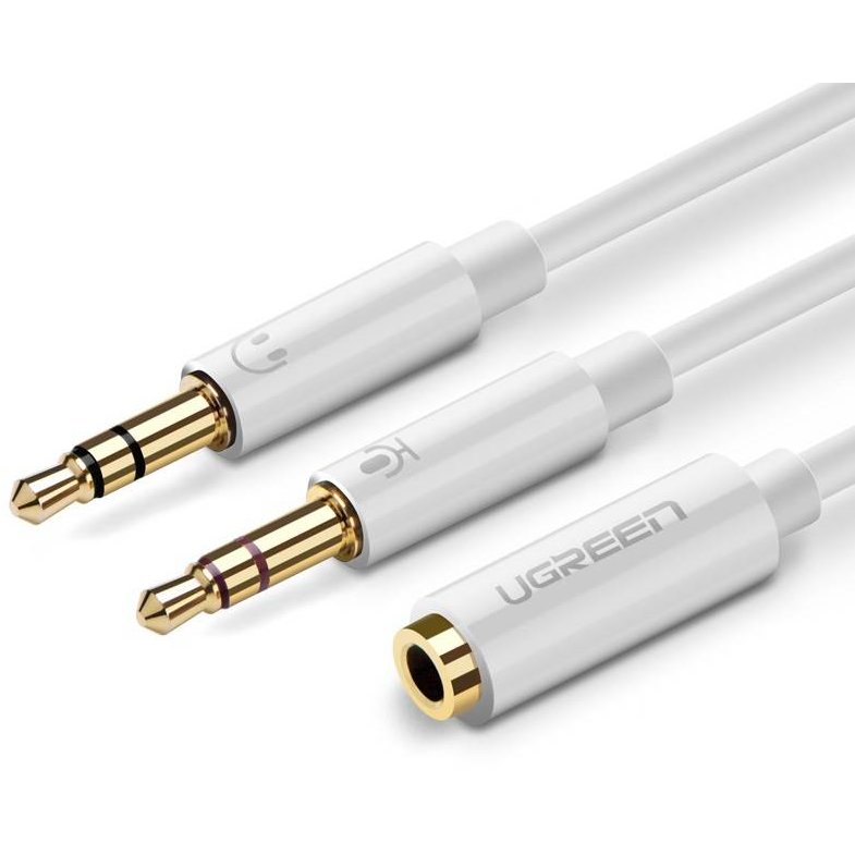 Splitter audio pentru casti si microfon mama mini jack 3.5 mm la 2x tata mini jack 3.5 mm 28cm Alb