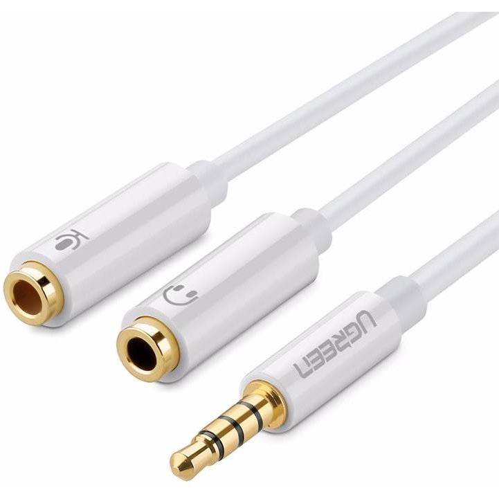 Splitter pentru casti si microfon AV141 tata mini jack 3.5 mm la 2x mama mini jack 3.5 mm 20cm Alb