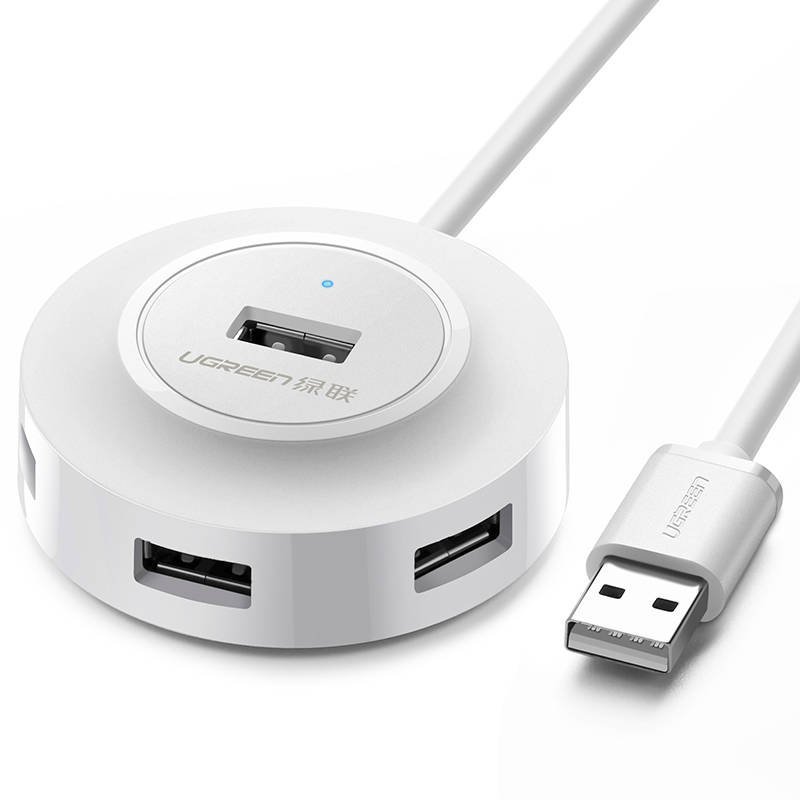 Adaptor HUB 4-in-1 CR106 USB - 4x USB 2.0 LED 1m Alb