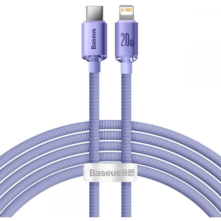 Cablu de date Crystal Shine, USB Type-C/Lightning, 20W, 2m, Mov