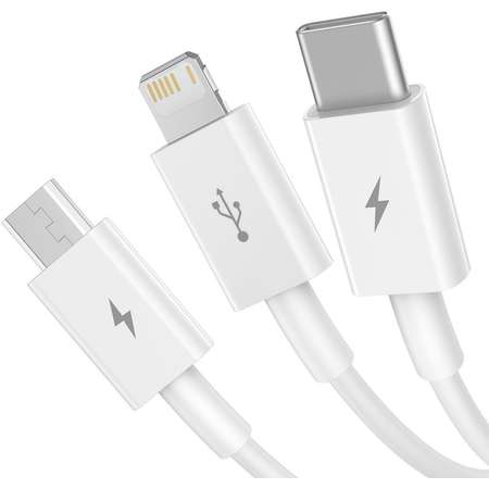 Cablu de date Baseus Superior 3 in 1, USB Type-C/Lightning/Micro-USB, 3.5A, 1.5m, Alb
