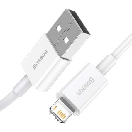 Cablu de date Baseus Superior, USB/Lightning, 2.4A, 1m, Alb
