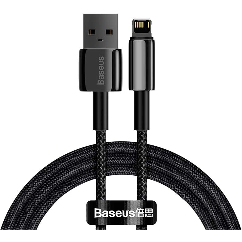 Cablu de date Tungsten Gold, USB/Lightning, 2.4A, 2m, Negru