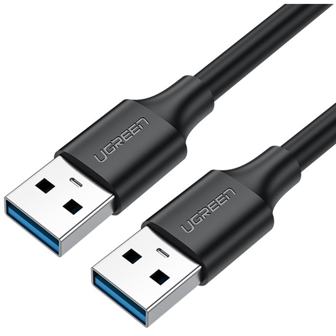 Cablu de date US128, 2x USB 2.0, Nickel, 30Mbps, 5V, 25cm, Negru