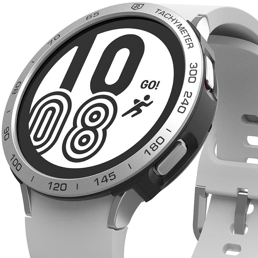 Carcasa si rama ornamentala compatibile cu Samsung Galaxy Watch 4 (44mm) Silver/Black