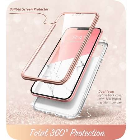 Husa Supcase Cosmo compatibila cu iPhone 13 Mini, Protectie display, Marble