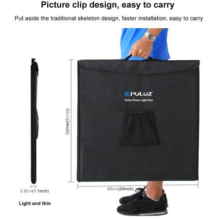 Mini Studio Portabil PULUZ PU5060EU   LED-uri Incorporate Fundaluri Multiple Negru