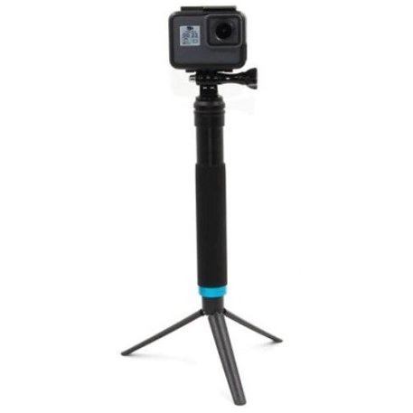 Selfie stick cu trepied si suport telefon pentru camere video sport aluminiu reglabil 90cm Negru